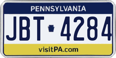 PA license plate JBT4284