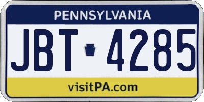 PA license plate JBT4285