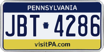 PA license plate JBT4286