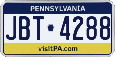 PA license plate JBT4288