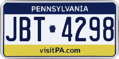 PA license plate JBT4298