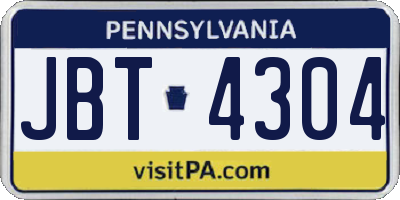 PA license plate JBT4304