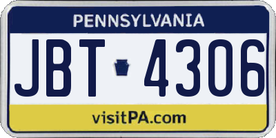 PA license plate JBT4306
