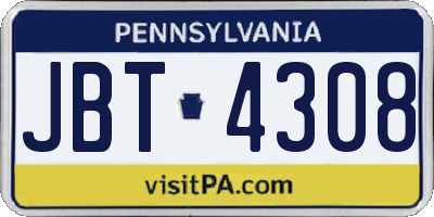 PA license plate JBT4308