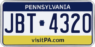 PA license plate JBT4320