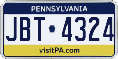 PA license plate JBT4324