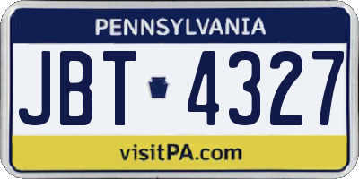 PA license plate JBT4327