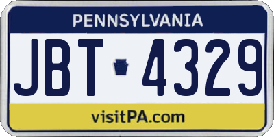 PA license plate JBT4329