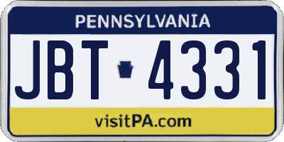 PA license plate JBT4331