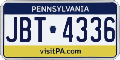 PA license plate JBT4336