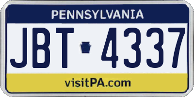 PA license plate JBT4337