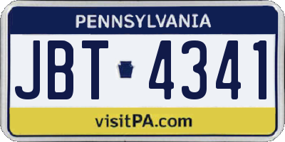 PA license plate JBT4341