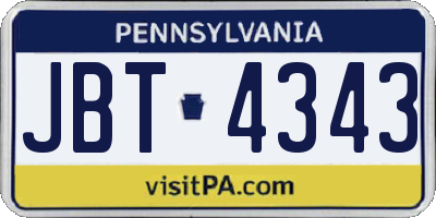PA license plate JBT4343