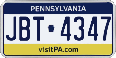 PA license plate JBT4347