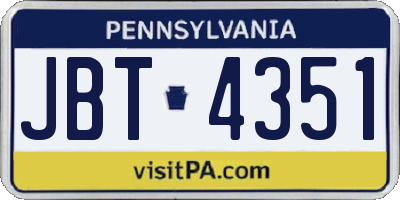 PA license plate JBT4351