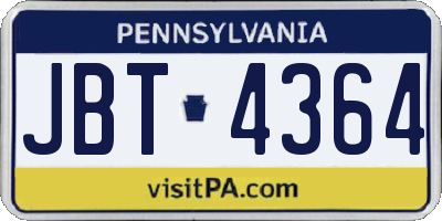 PA license plate JBT4364