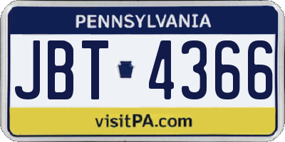 PA license plate JBT4366