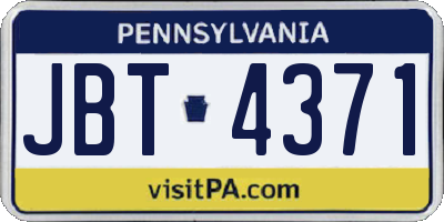 PA license plate JBT4371