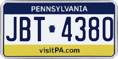 PA license plate JBT4380