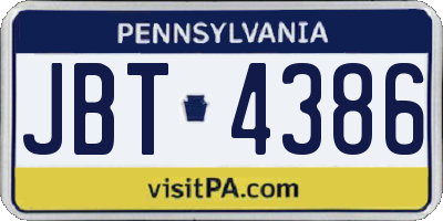 PA license plate JBT4386