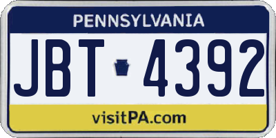 PA license plate JBT4392