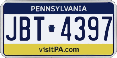 PA license plate JBT4397