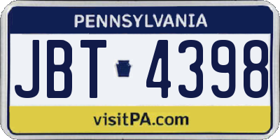 PA license plate JBT4398