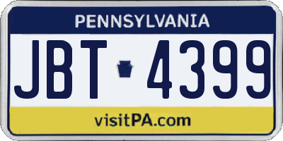 PA license plate JBT4399