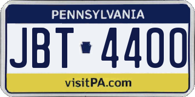 PA license plate JBT4400
