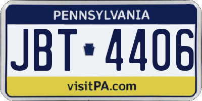PA license plate JBT4406