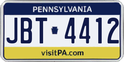 PA license plate JBT4412