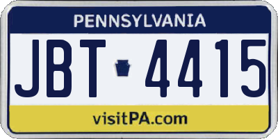 PA license plate JBT4415