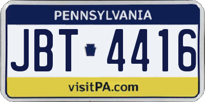 PA license plate JBT4416