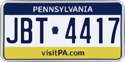 PA license plate JBT4417
