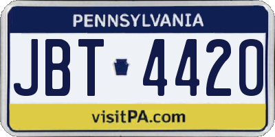 PA license plate JBT4420