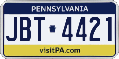 PA license plate JBT4421