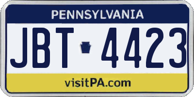 PA license plate JBT4423