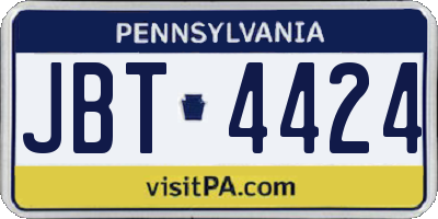 PA license plate JBT4424