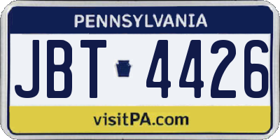 PA license plate JBT4426