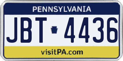 PA license plate JBT4436