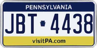 PA license plate JBT4438