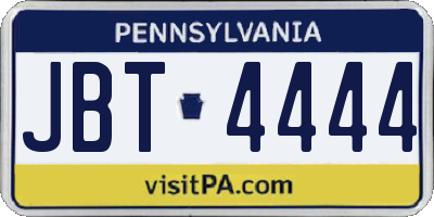 PA license plate JBT4444