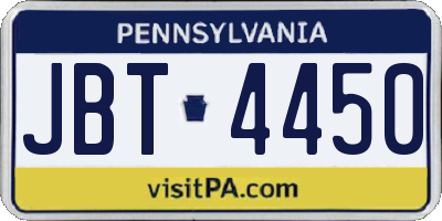PA license plate JBT4450