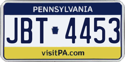 PA license plate JBT4453