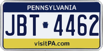 PA license plate JBT4462