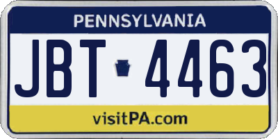 PA license plate JBT4463