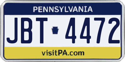 PA license plate JBT4472