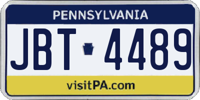 PA license plate JBT4489