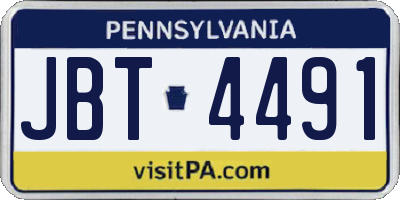 PA license plate JBT4491