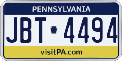 PA license plate JBT4494